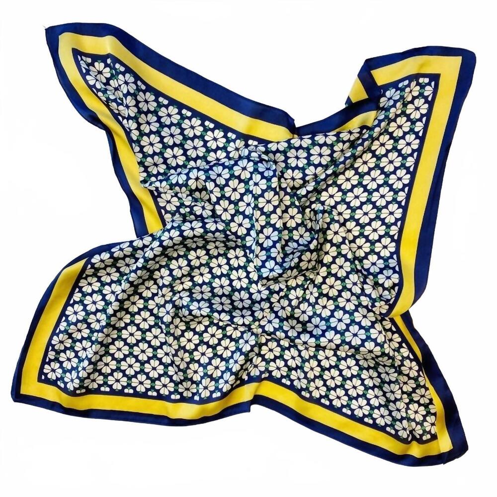 NEW ELLISON+YOUNG women's four petal clover square scarf in yellow